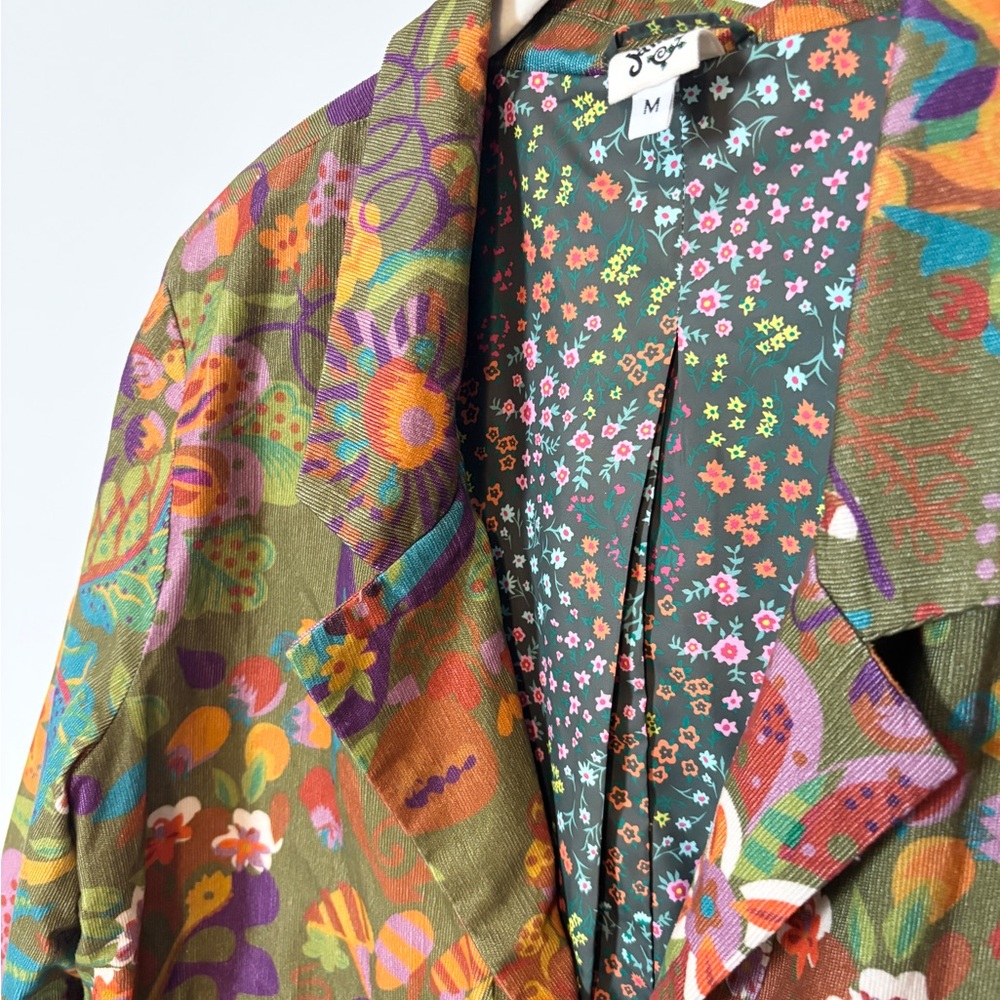 Ivy Jane Corduroy Blazer in Green Multi - Picture 5 of 7